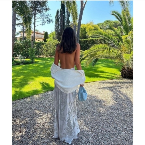 Zara Metallic Foil Slip Dress Maxi Size L - Picture 5 of 16